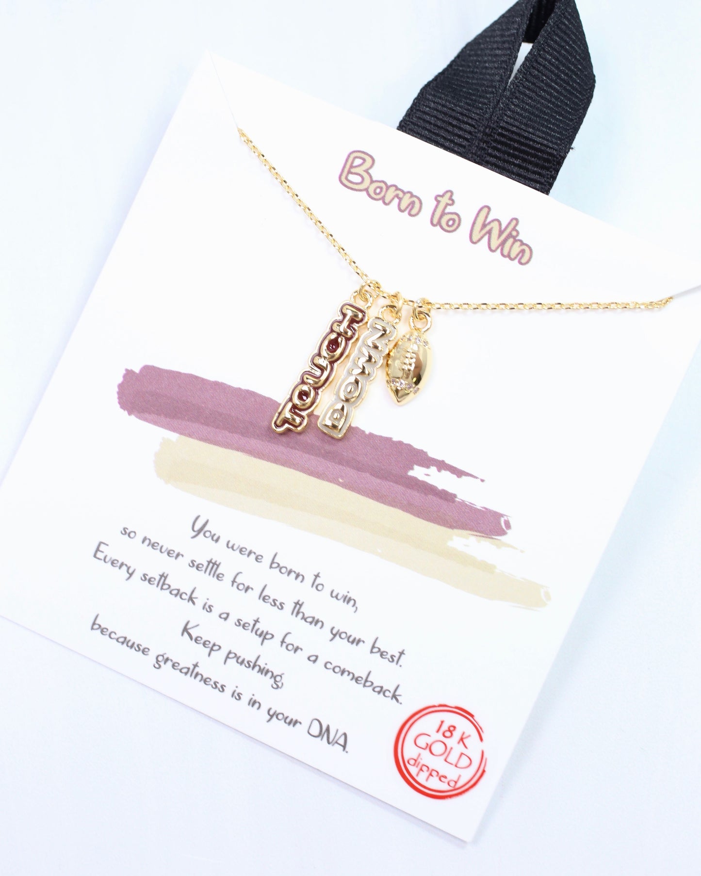 Enamel Touch Down Necklace Garnet Gold