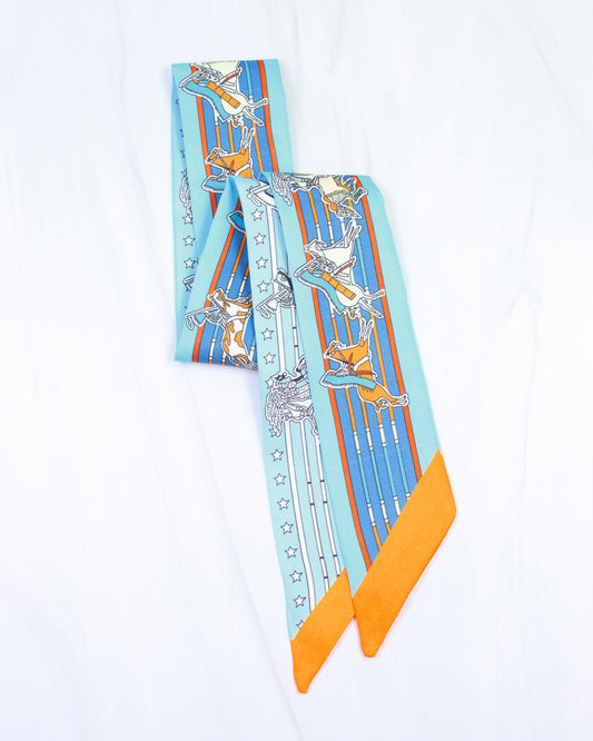 Cantebury Horse Scarf Blue Orange
