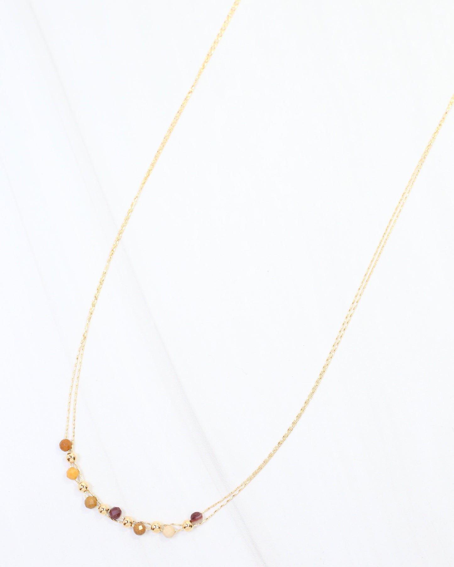 Paislee Double Strand Beaded Necklace Brown