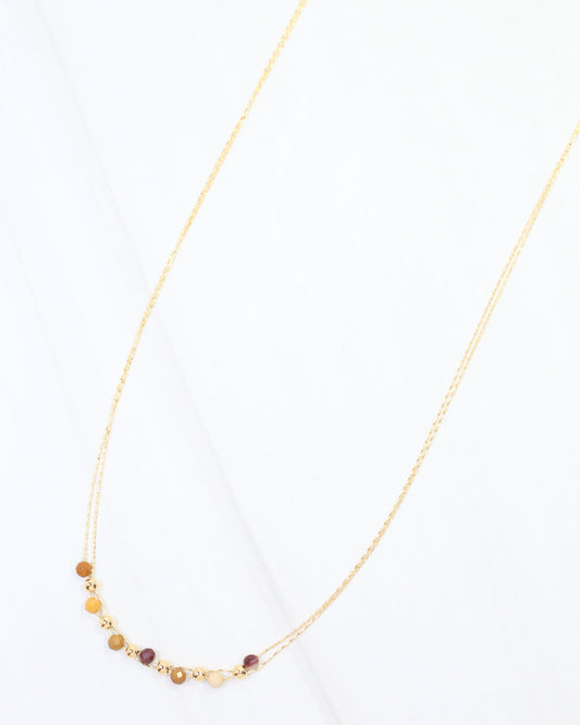 Paislee Double Strand Beaded Necklace Brown