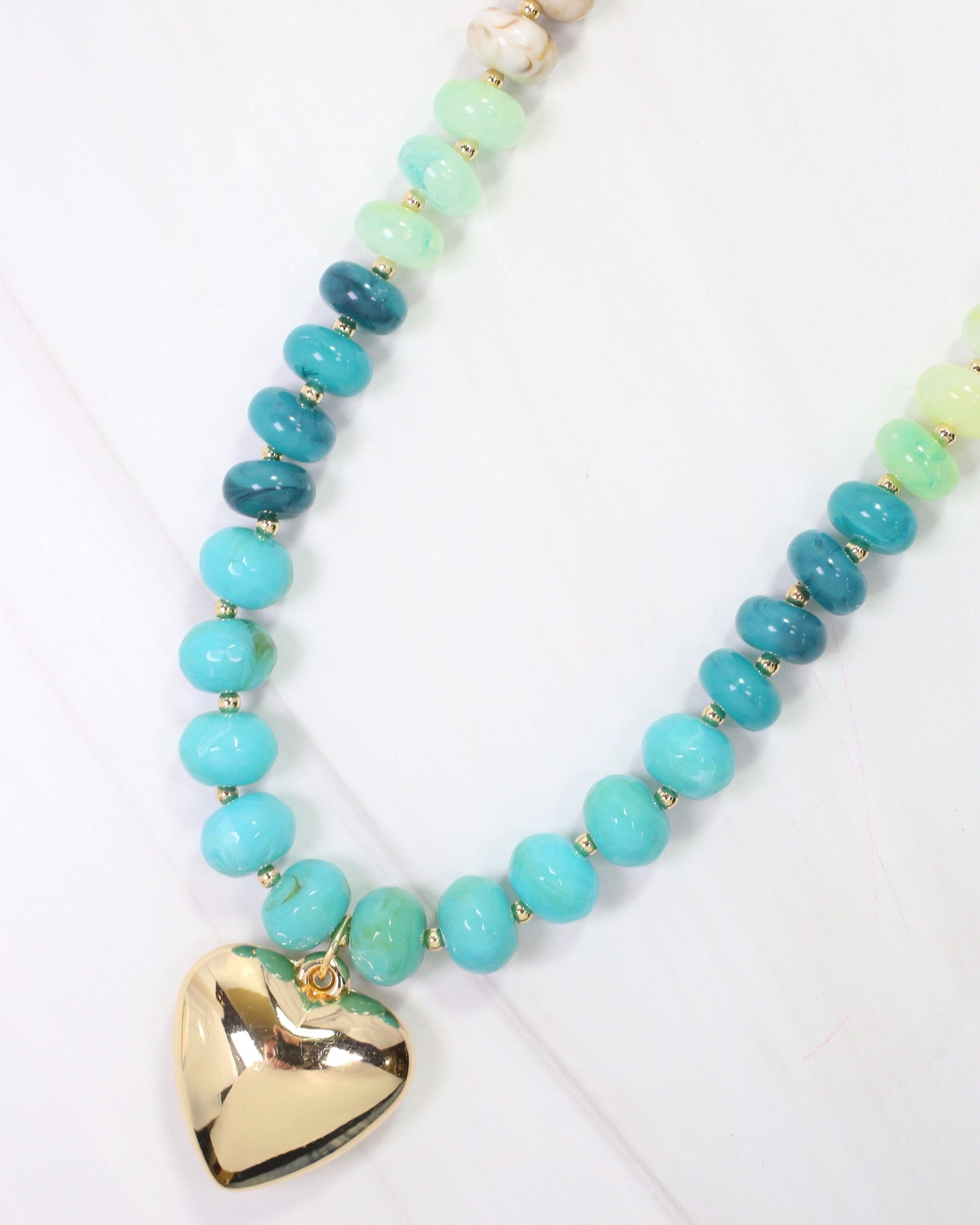 Belmont Stone Beaded Heart Necklace Turquoise