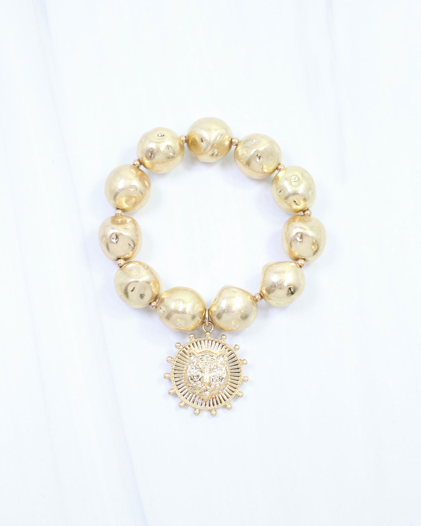 Carmen Coin Stretch Bracelet Tiger Worn Gold