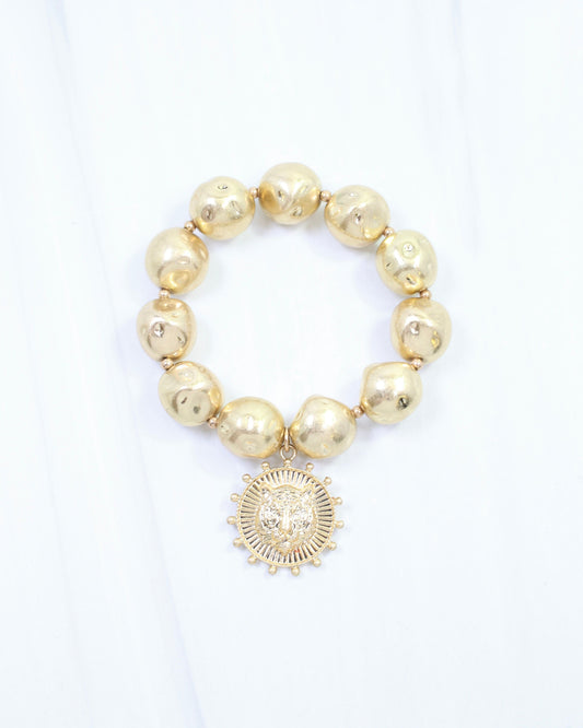 Carmen Coin Stretch Bracelet Tiger Worn Gold