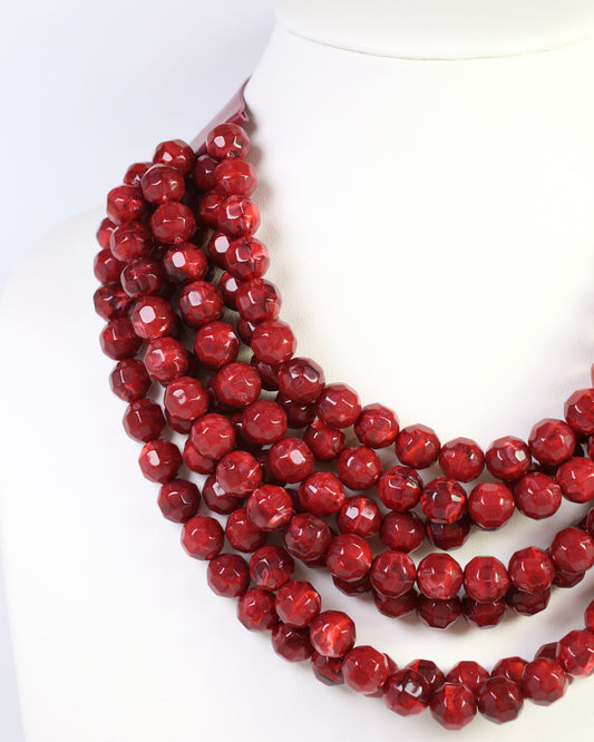 Cadence Multi Layered Beaded Necklace Garnet