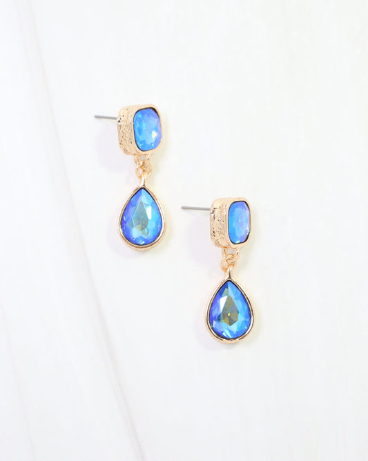 Roxanne Rhinestone Drop Earring Blue AB