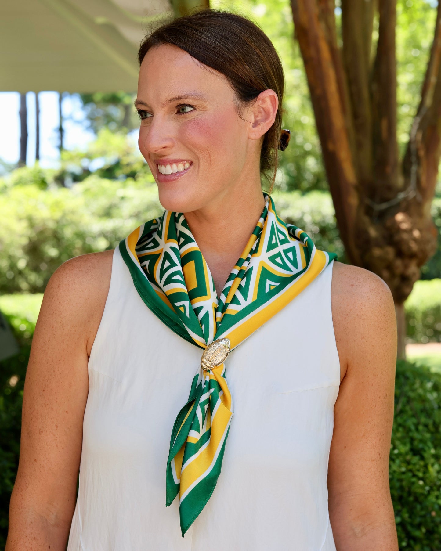 Barrett Tile Scarf Medium Green Gold
