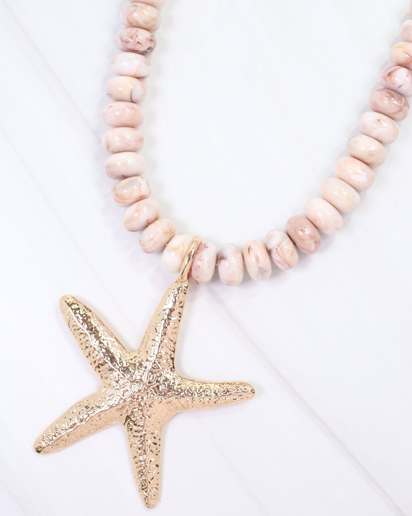 Aster Beaded Starfish Necklace Blush