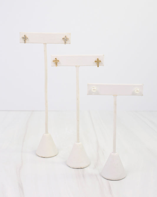 Saint Joseph Cross and Pearl Earring Set Gold