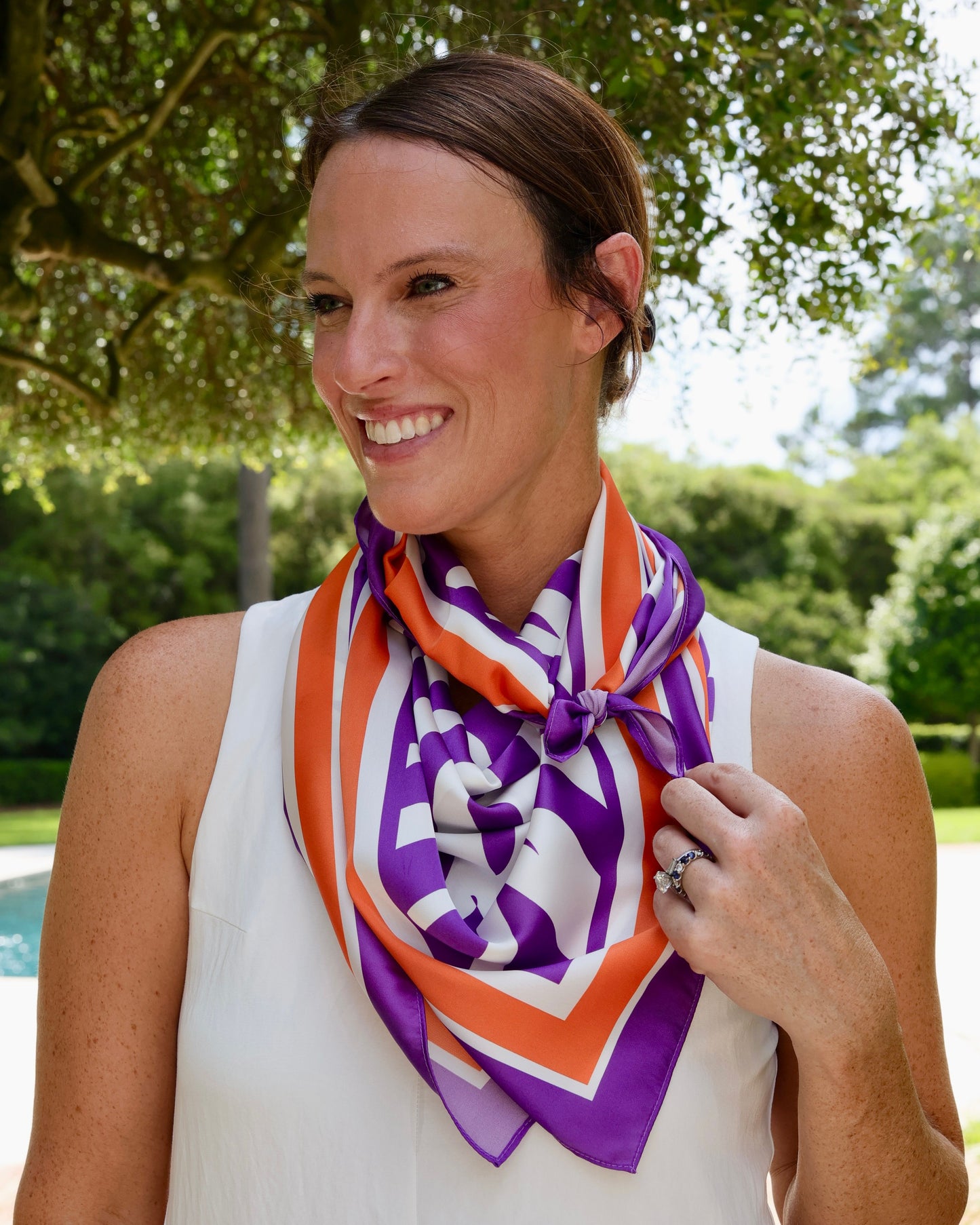Harper Striped Scarf Large Purple Orange