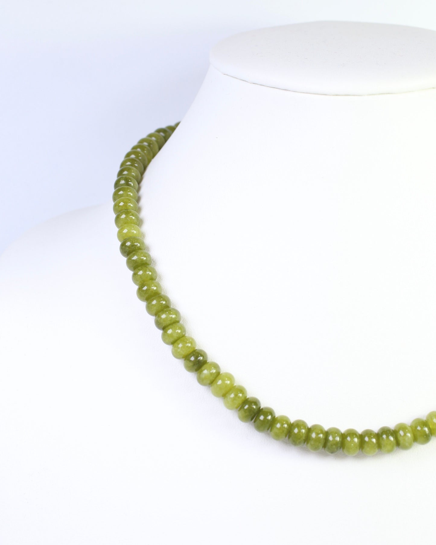 Gisela Stone Beaded Oval Clasp Necklace Olive