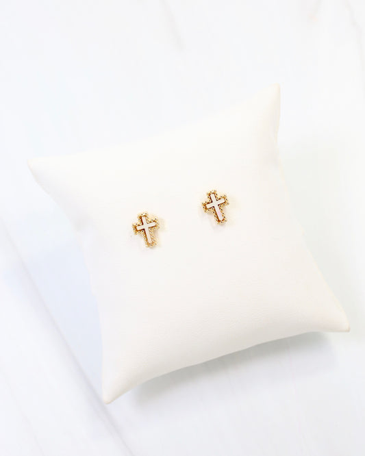 Midland Cross Stud Earring Mother Of Pearl