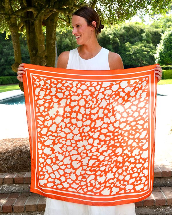 Lawson Leopard Scarf Large Orange White