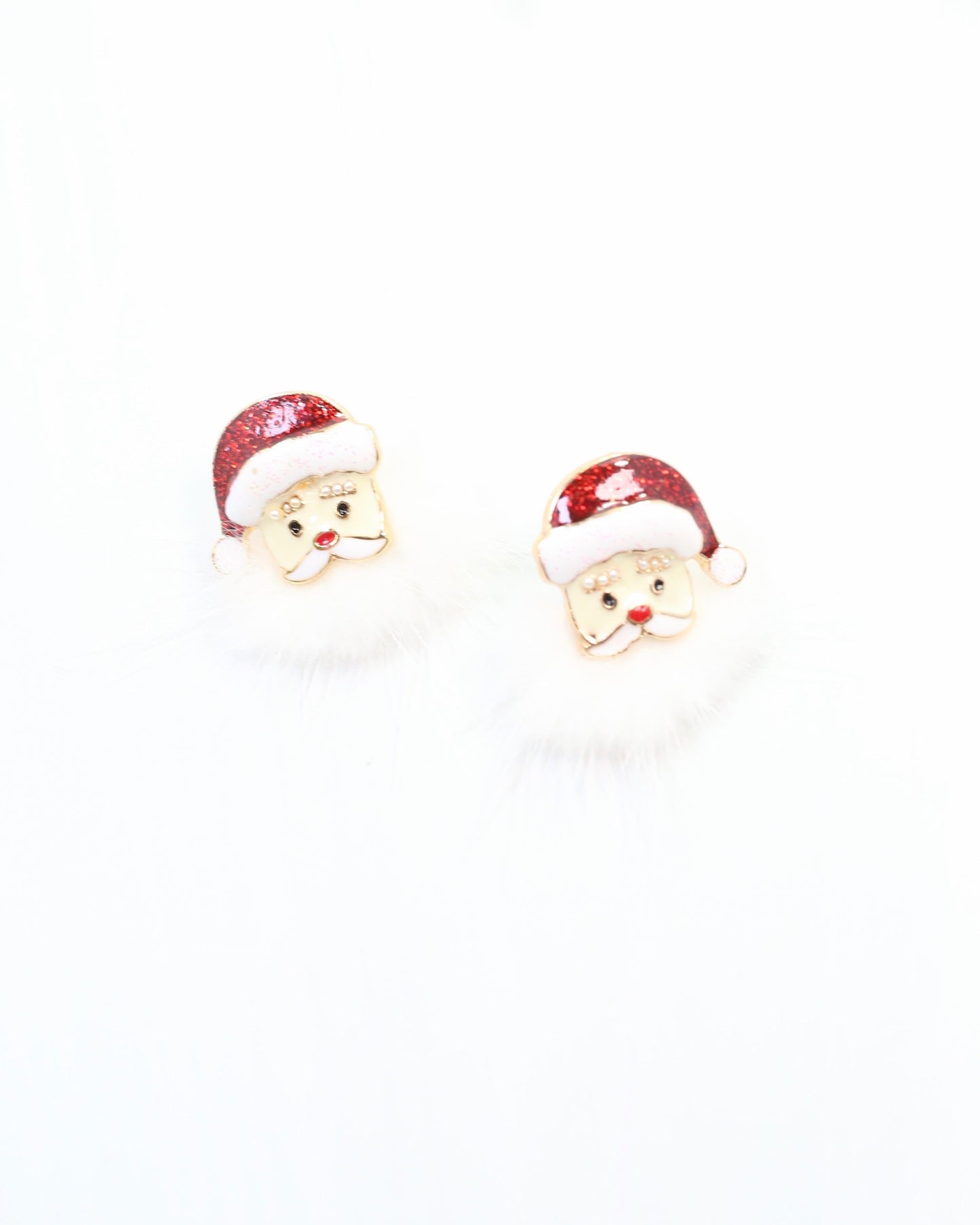 Fuzzy Santa Earring Red