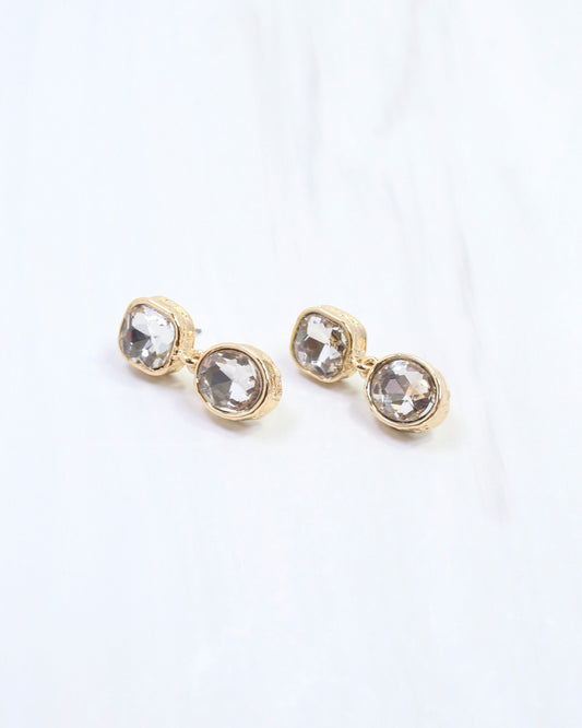 Elena Hammered Crystal Drop Earring Clear