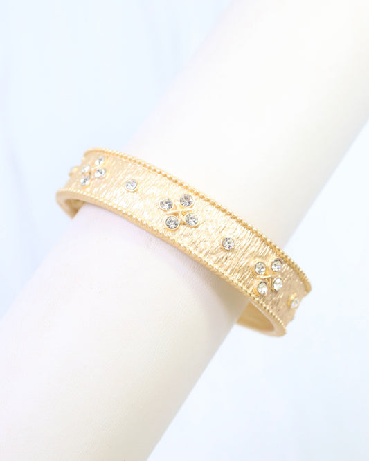 Miley Crystal Hinged Bangle Bracelet Matte Gold