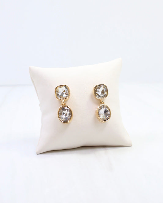 Elena Hammered Crystal Drop Earring Clear