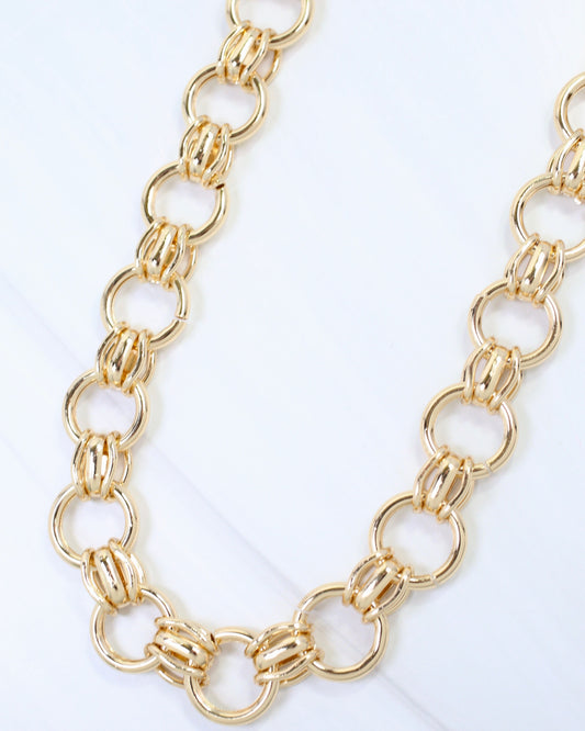 Gloversville Circle Link Necklace Gold