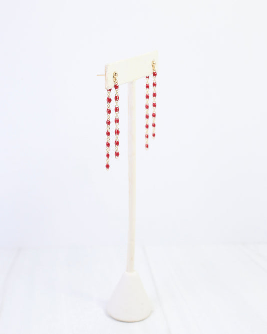 LuLu Chain Drop Earring Red