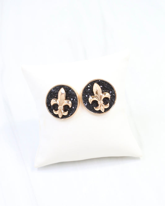 Frankie Fleur De Lis Earring Black