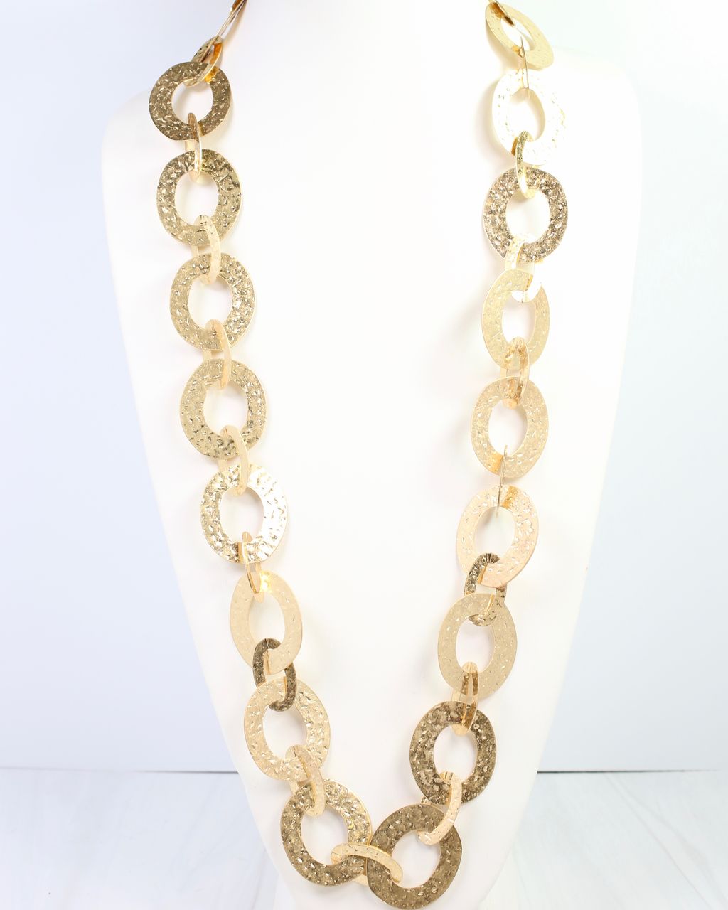 Ellsworth Hammered Long Link Necklace Gold