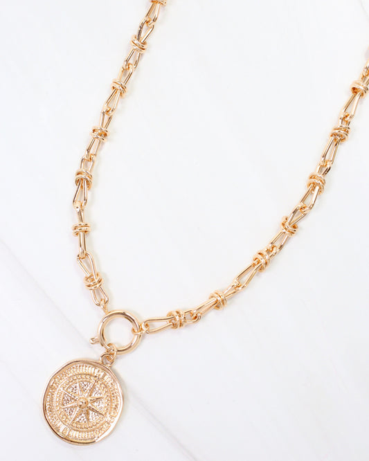 Roxy Ribbon Chain Charm Necklace Gold