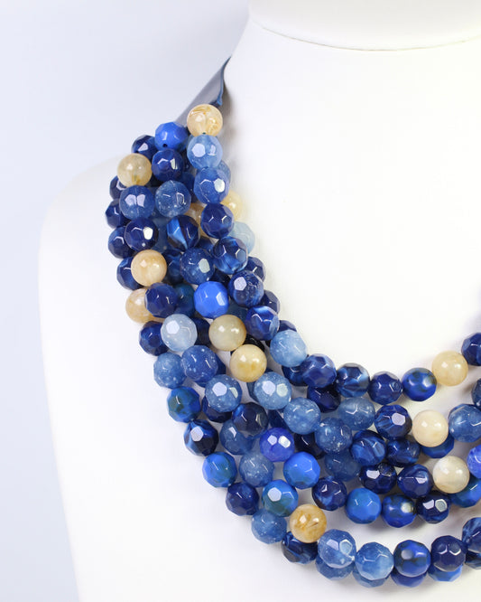 Kayden Beaded Layered Necklace Blue Multi