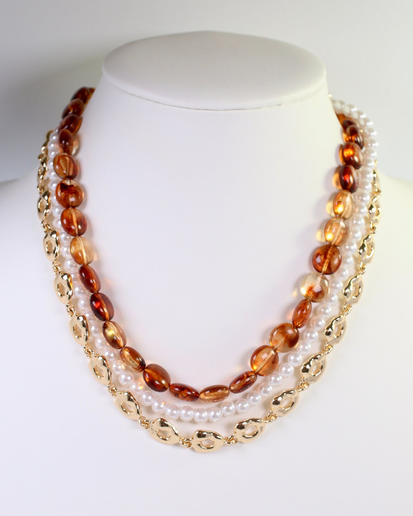 Amia Layered Bead Chain Necklace Tortoise