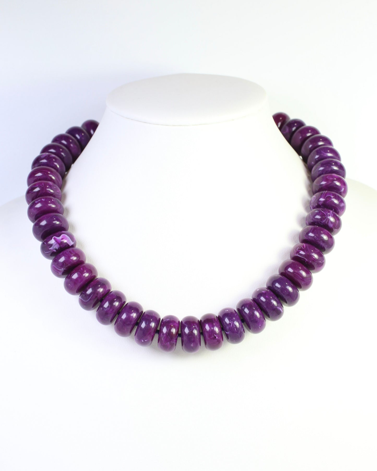 Pipestone Marble Beaded Necklace Purple