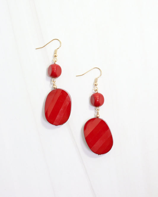 Adair Court Beaded Earring Dark Red