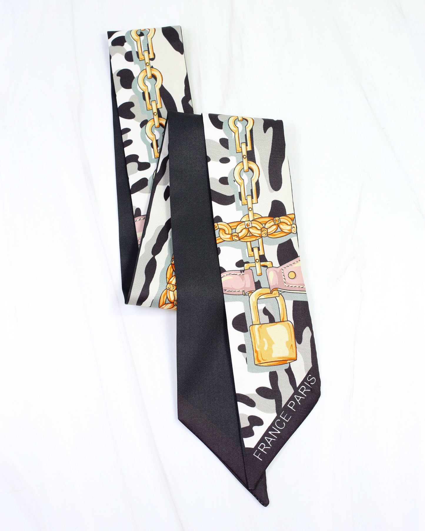 Buckle Print Scarf Black