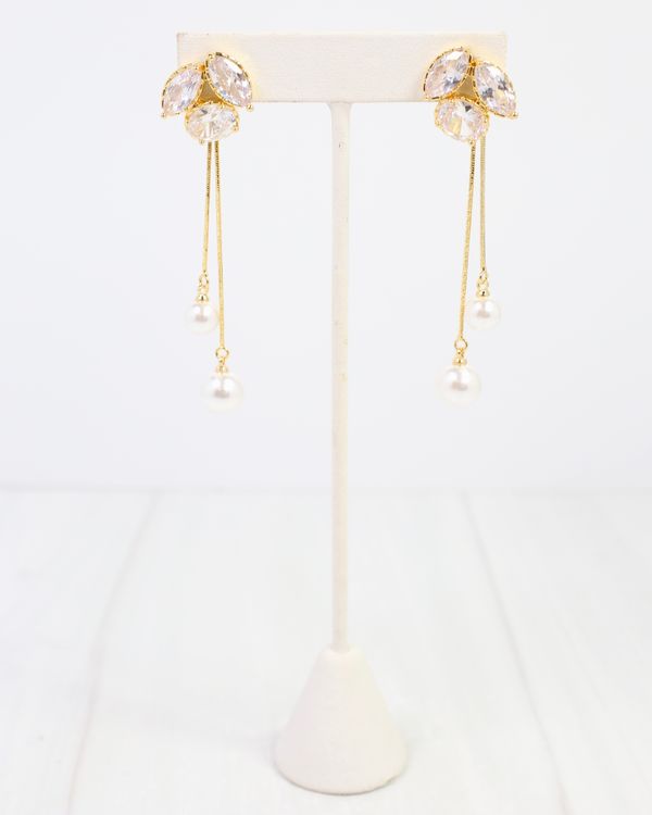 Bristol Front and Back Crystal Earring Gold