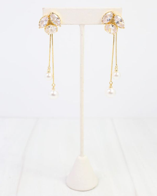 Bristol Front and Back Crystal Earring Gold
