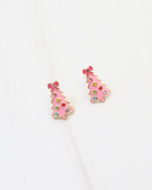 All is Calm Christmas Tree Stud Pink
