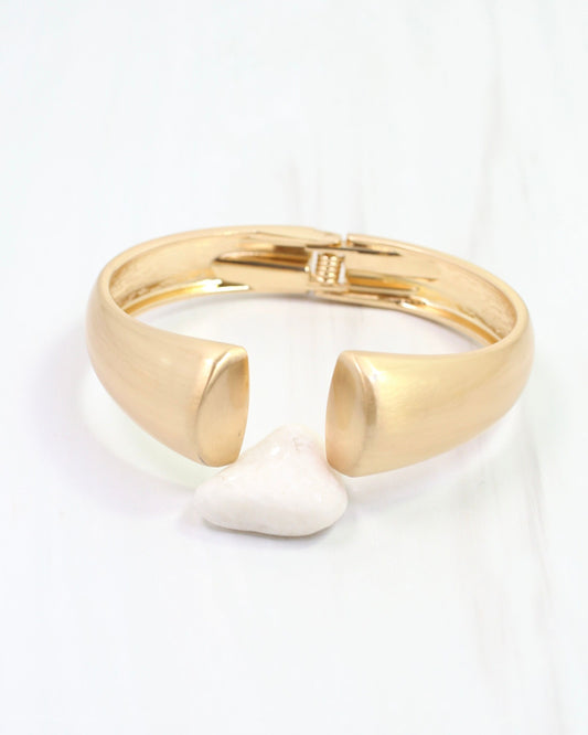 Hazel Hinged Bangle Bracelet Worn Gold