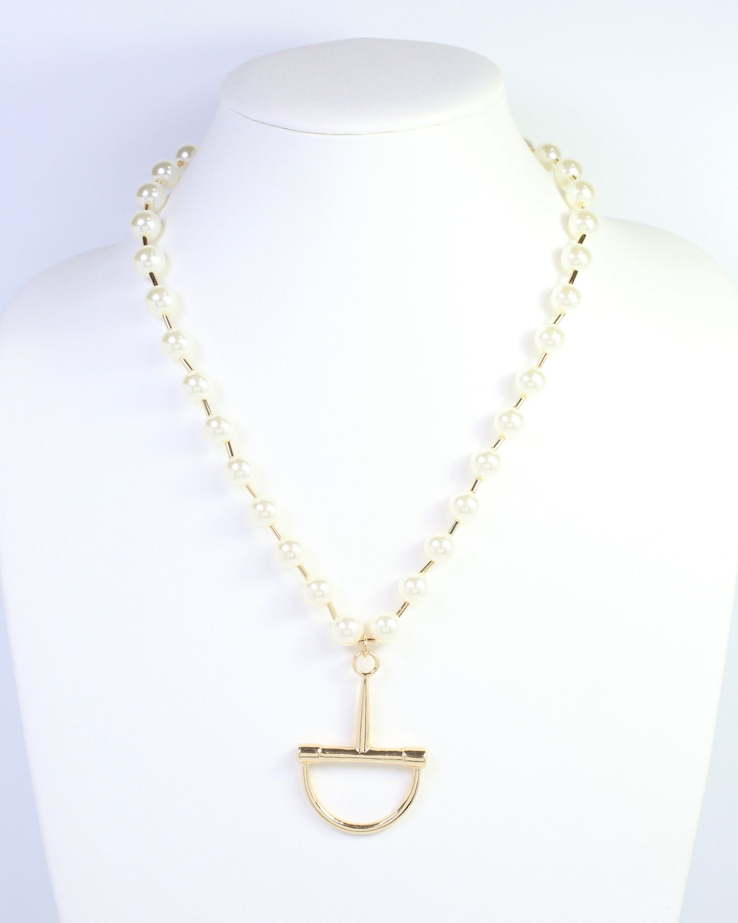 Carney Pearl Horsebit Necklace WR Gold