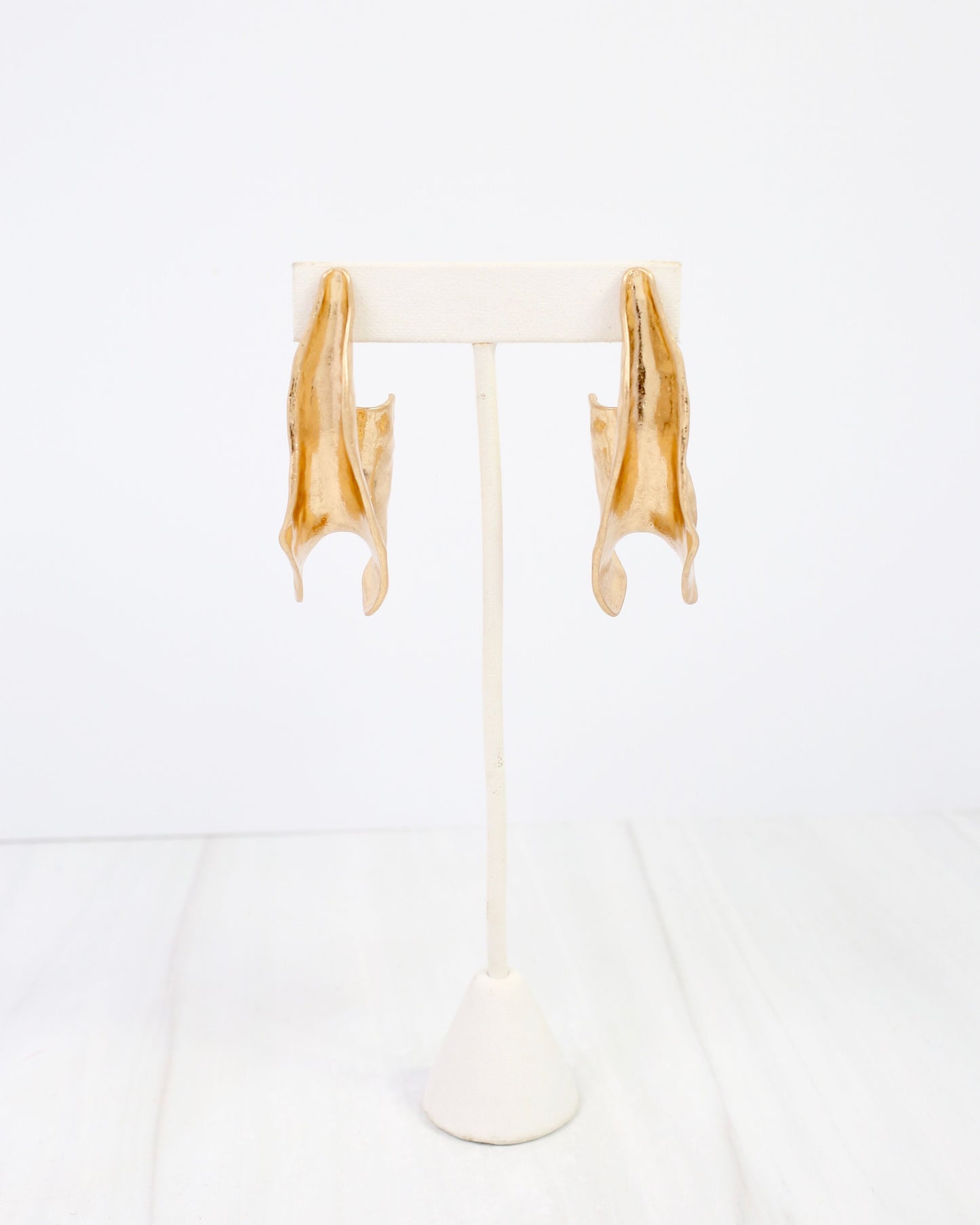 Henderson Hammered Artsy Hoop Earring Worn Gold