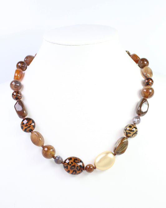 Lilith Beaded Necklace Brown