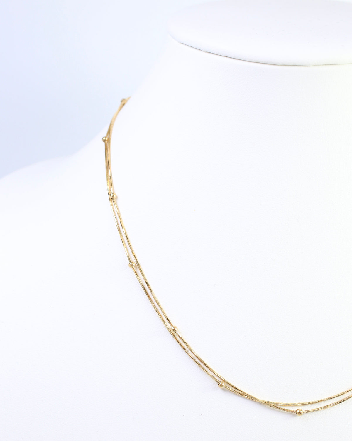 Roslyn Layered Ball Chain Necklace WP Gold
