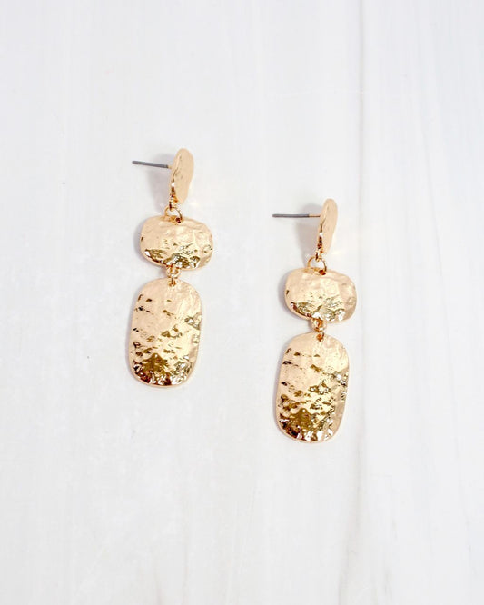 Oregon Hammered Dangle Earring WR Gold