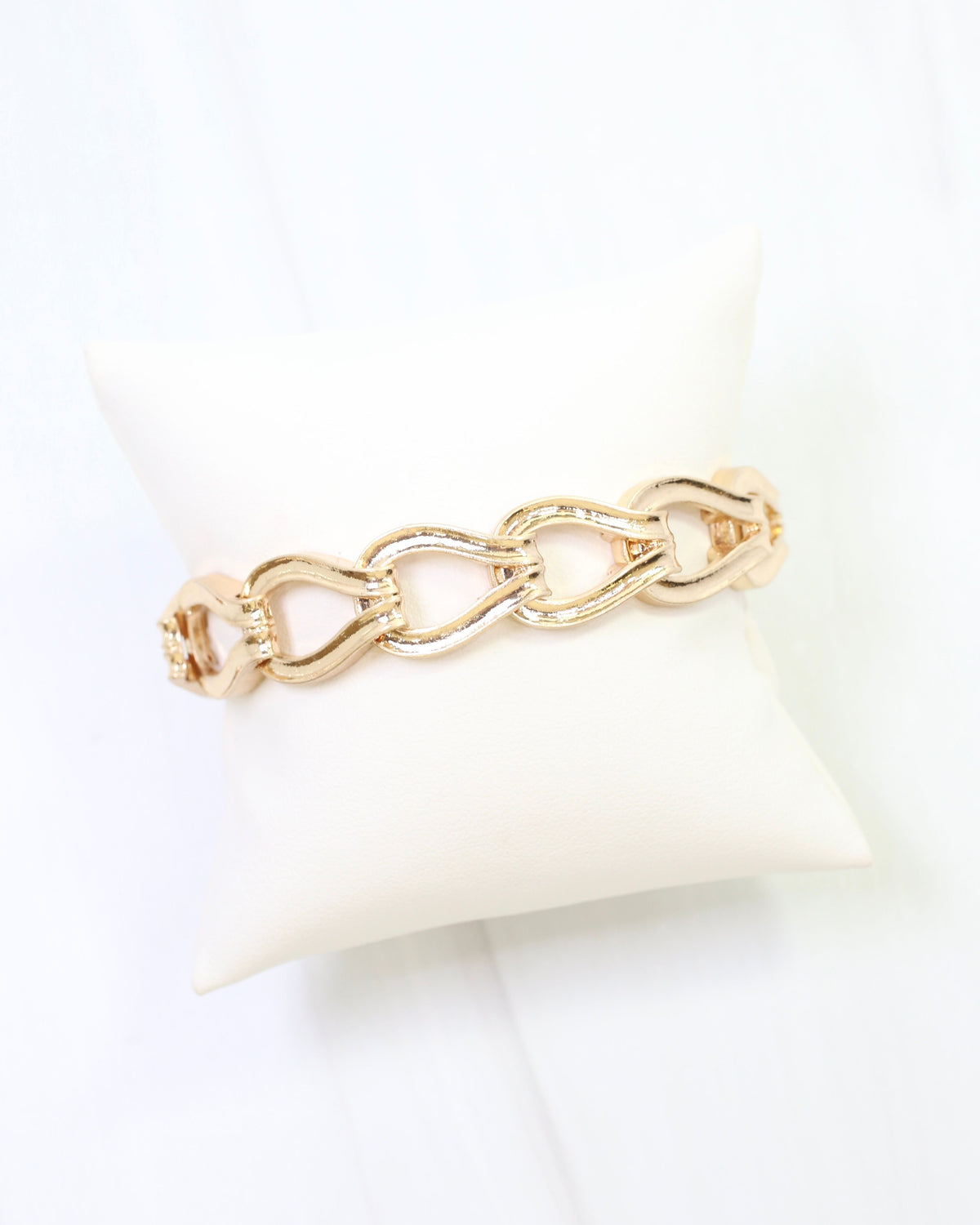 Naila Link Stretch Bracelet Worn Gold