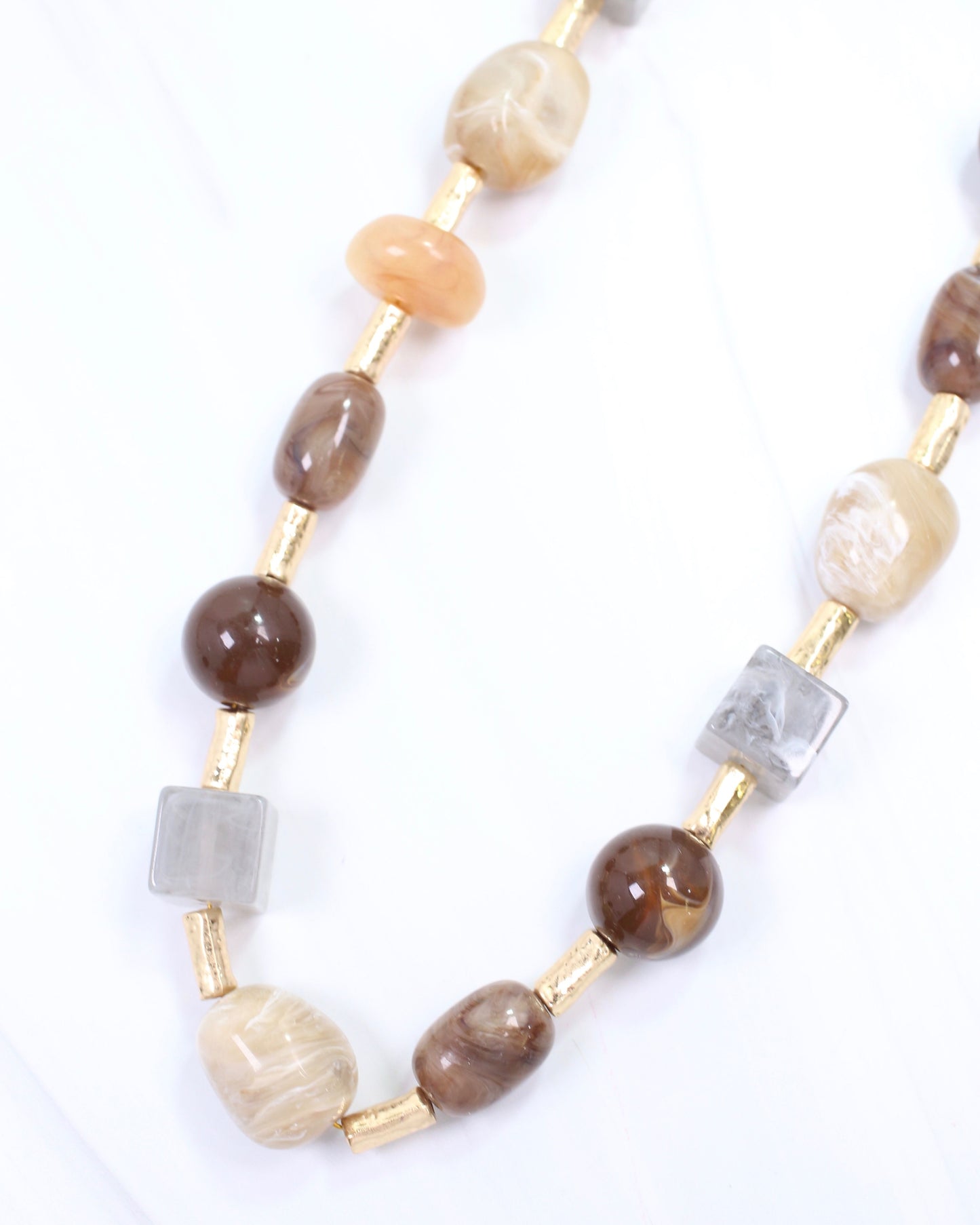Crossett Stone and Worn Gold Necklace Brown
