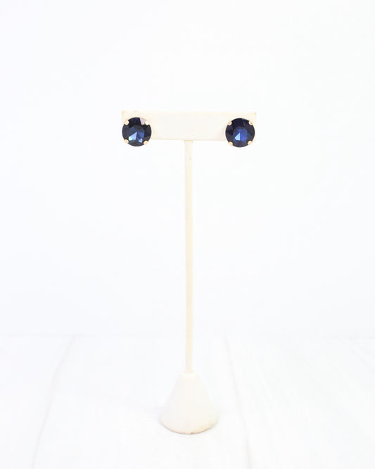 Andi Large Rhinestone Stud Earring Sapphire