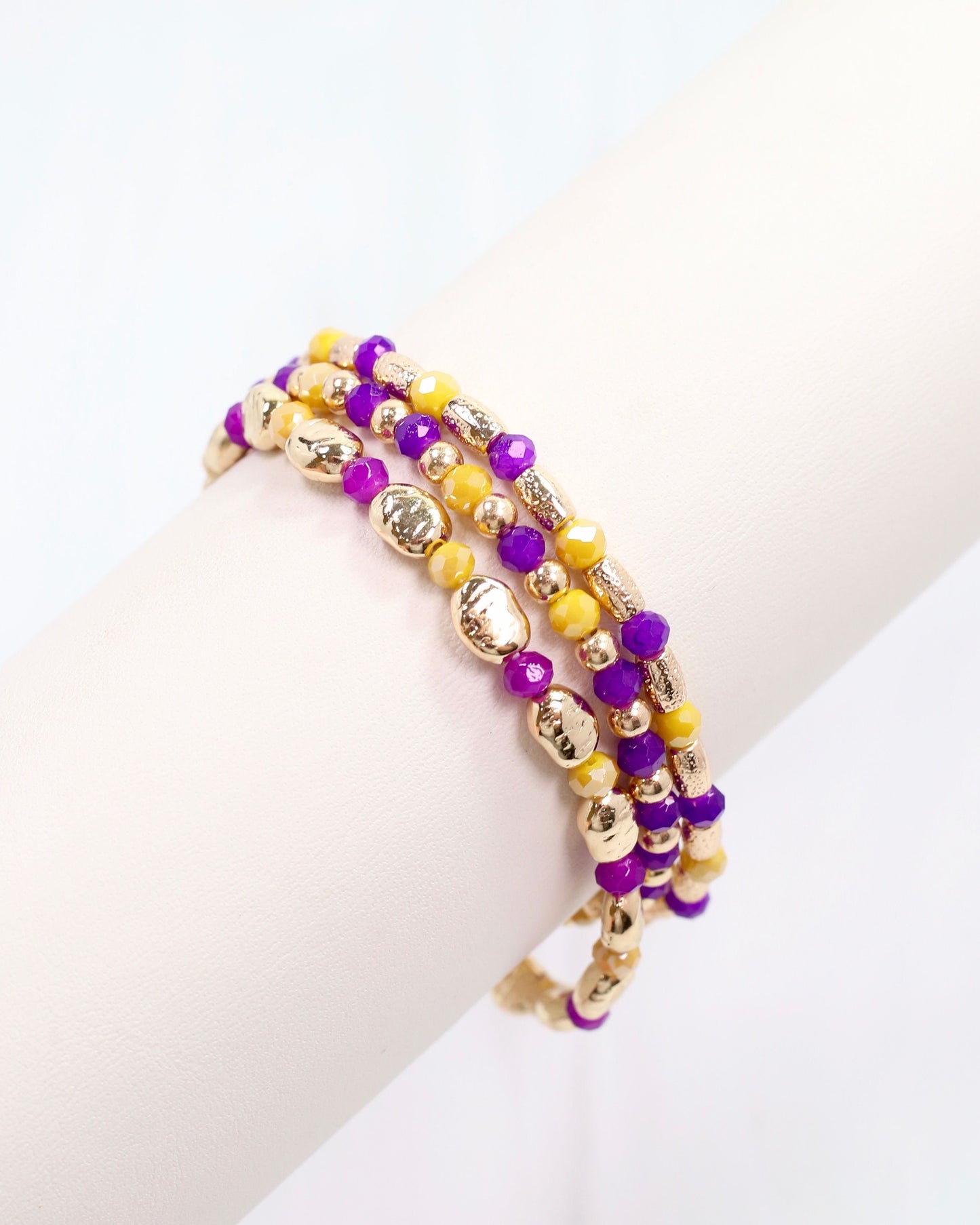 Spirit Beaded Bracelet Set Purple Gold