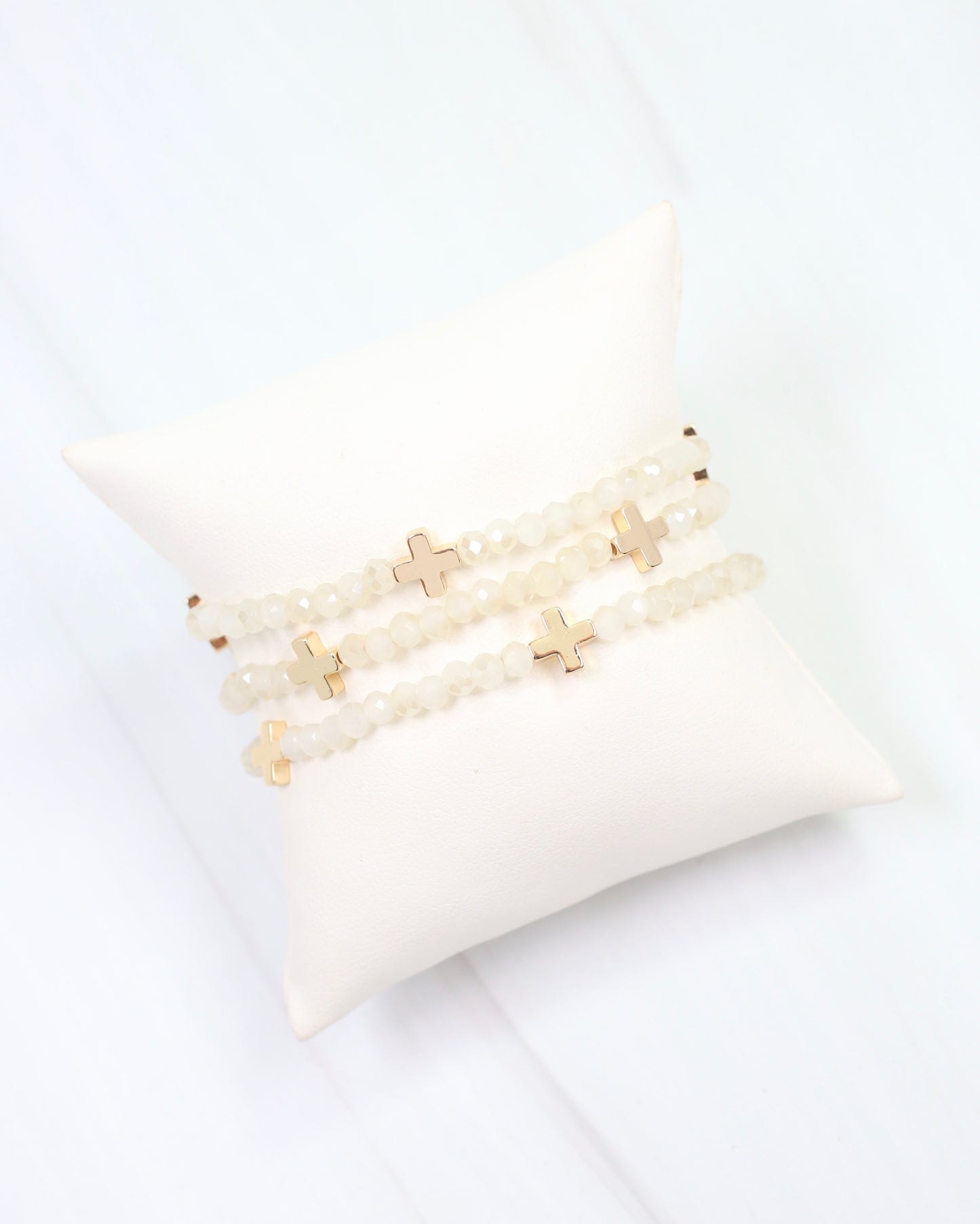 Riversprings Cross Beaded Bracelet Set Ivory