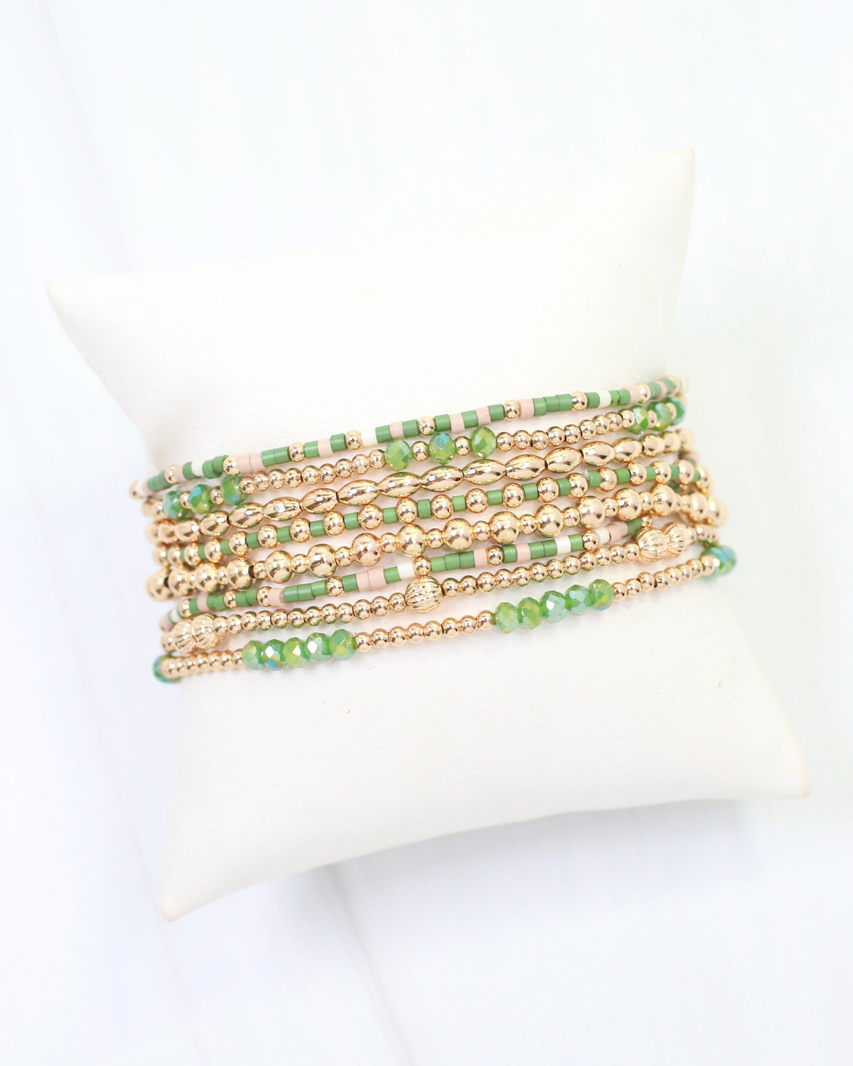 Gabriela Gold Beaded Bracelet Set Green
