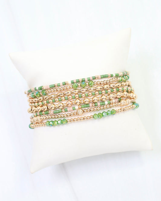 Gabriela Gold Beaded Bracelet Set Green