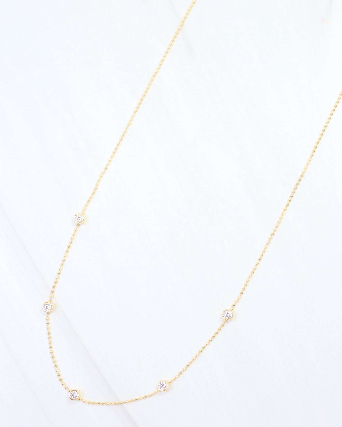 Katia CZ Ball Chain Necklace WR Gold