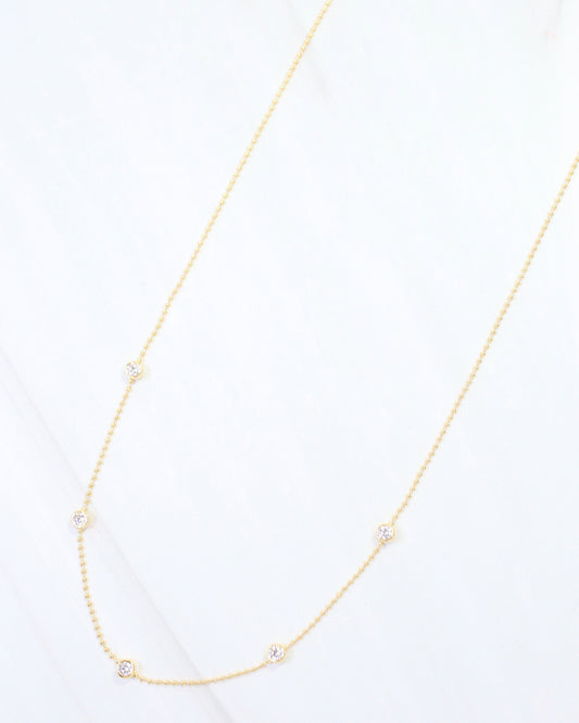 Katia CZ Ball Chain Necklace WR Gold