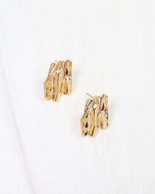 Kinston Textured Rectangular Post Earring Gold