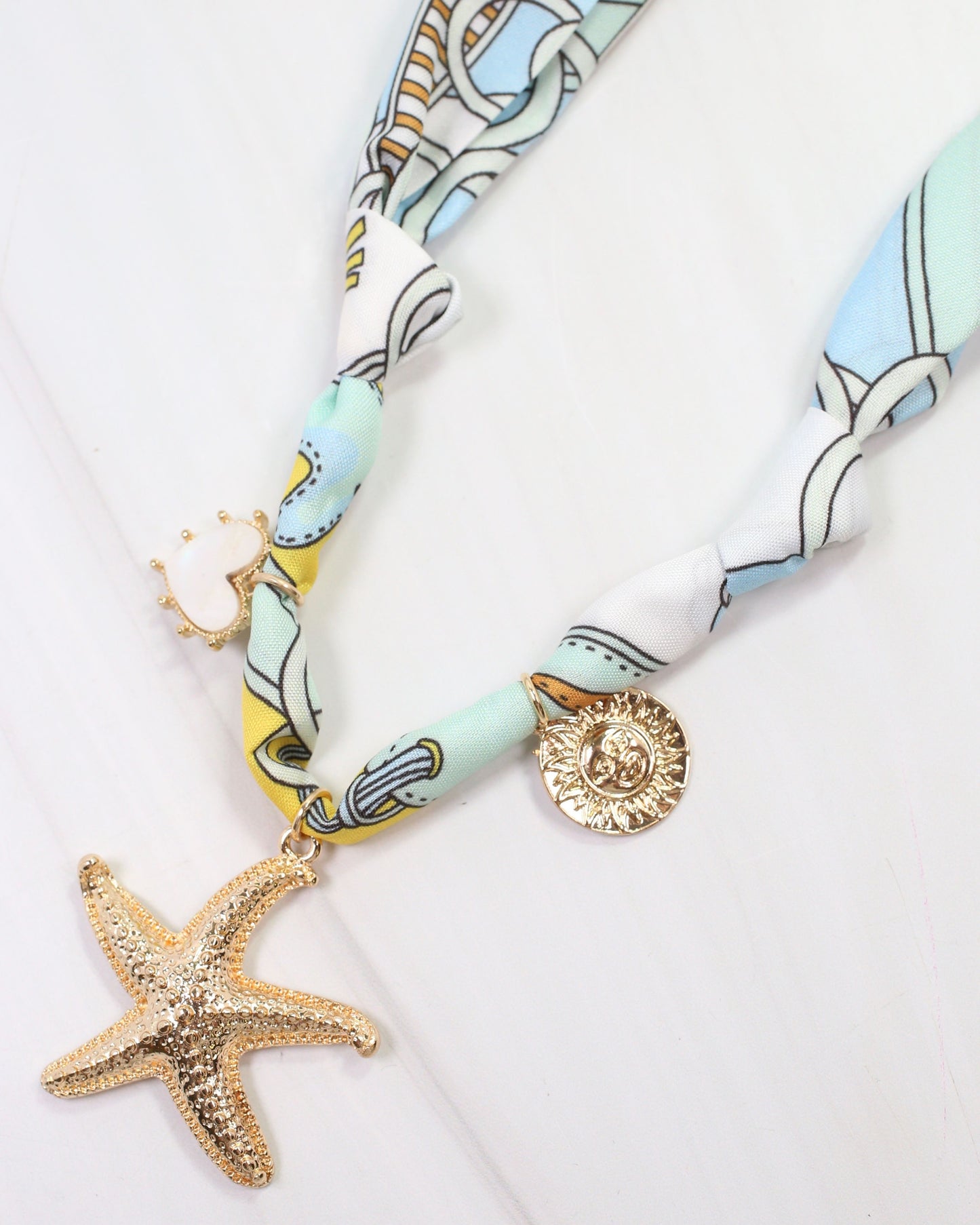 Sandi Scarf Charm Necklace Light Blue